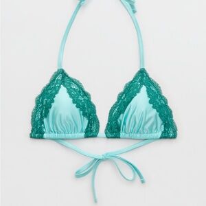 American Eagle Outfitters Teal Lace Bikini Top